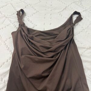 SHEIN Strapless Brown Dress